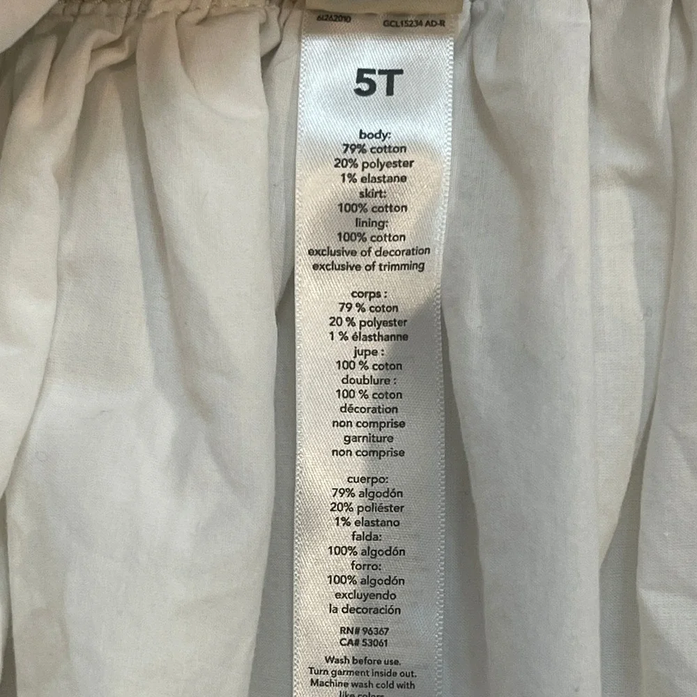 OshKosh Bgosh Girls Denim Eyelet Lace Bib Overall Dress Light Wash White Skirt